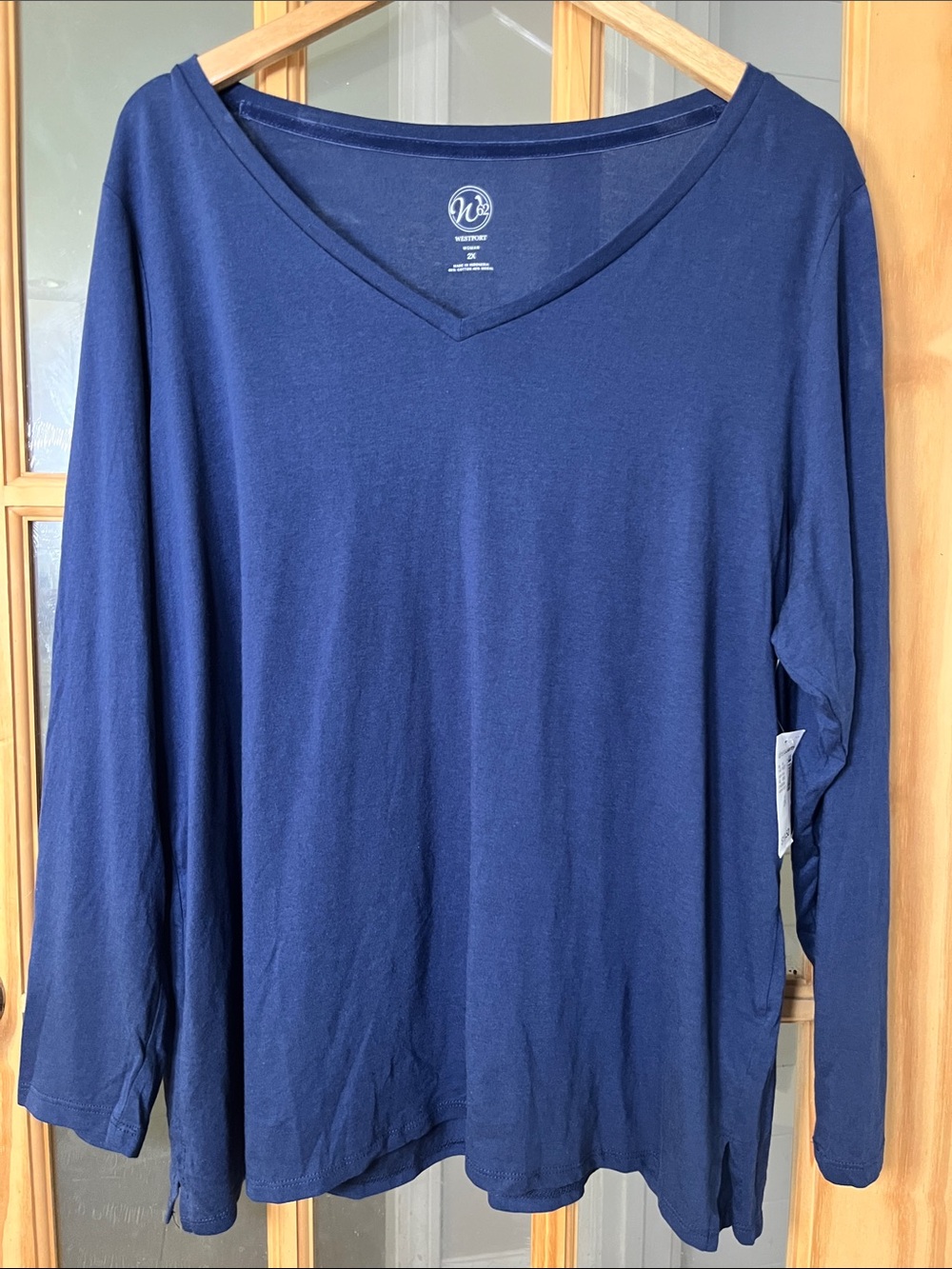 NWT Women Solid Tee Cotton modal blend Long Sleeve Size 2XL Navy Blue